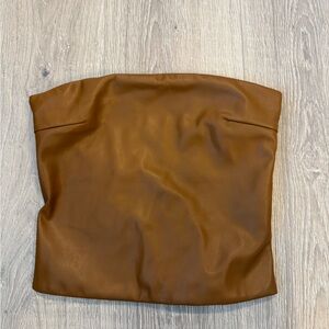 CULTNAKED Tan Leather bandeau top
